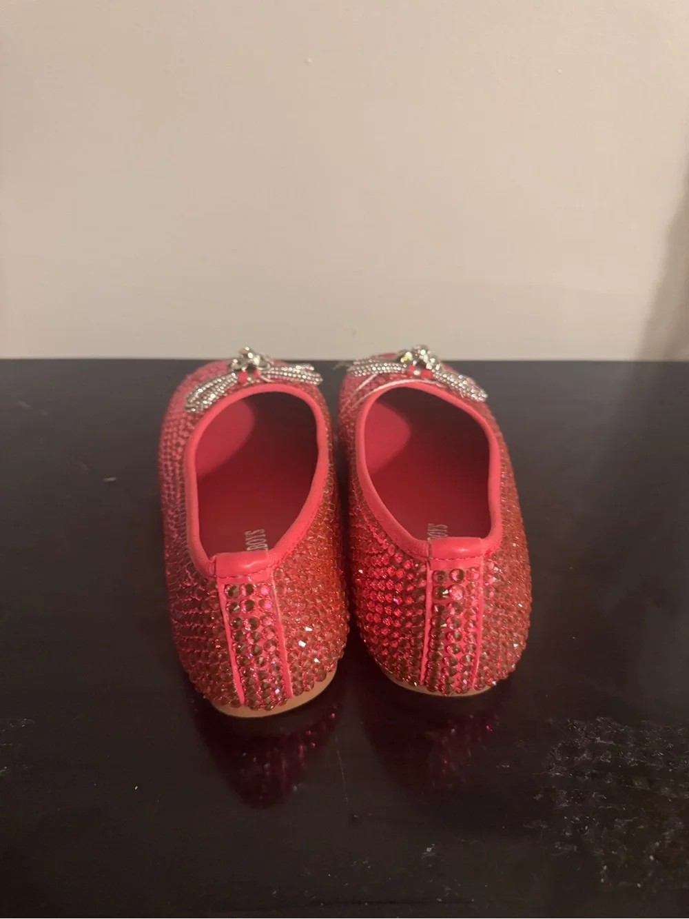 Girls Sparkle Pink Rhinestone Flats with Bow Accent